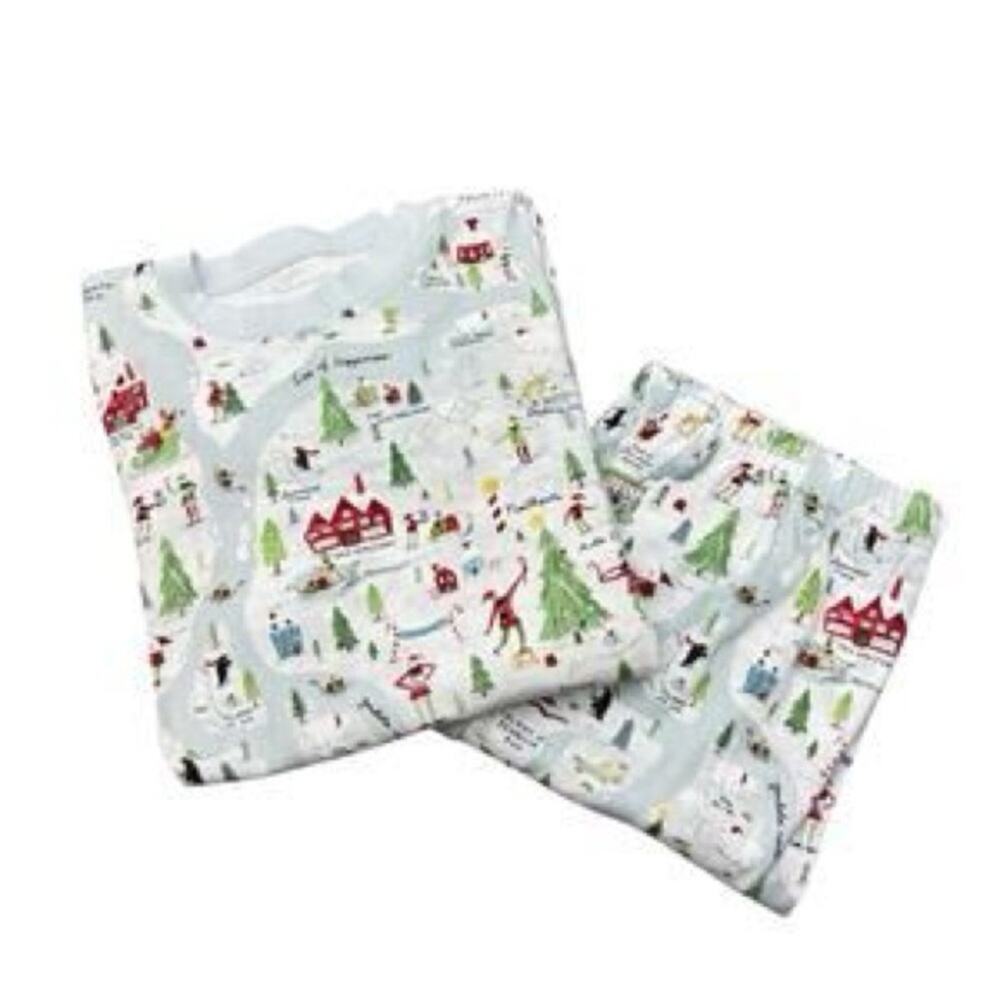 Pottery Barn North Pole Organic Cotton Adult Pajamas Blue XL